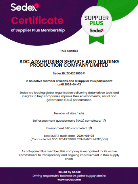ĐẠT CHỨNG NHẬN SEDEX